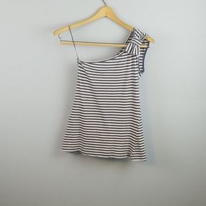 One cap sleeve top grey and blue